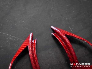 FIAT 500 Steering Wheel Trim Set - 2 pieces - Carbon Fiber - Red Pearl Finish